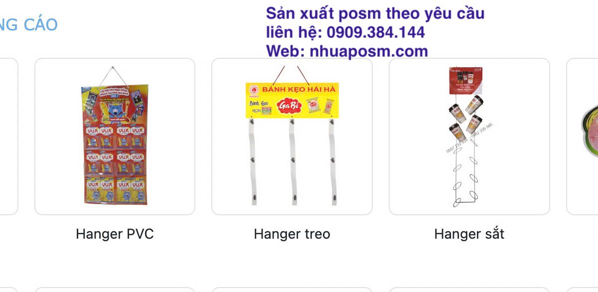 Xưởng Posm sản xuất hanger quảng cáo