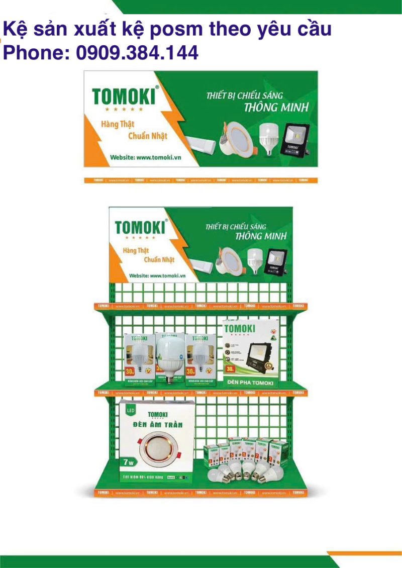 Kệ Posm trưng bày đèn led