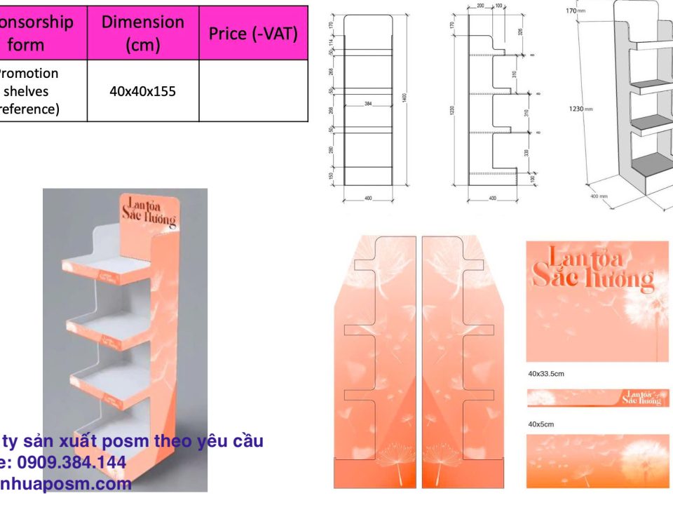 Sản xuất kệ giấy posm theo yêu cầu